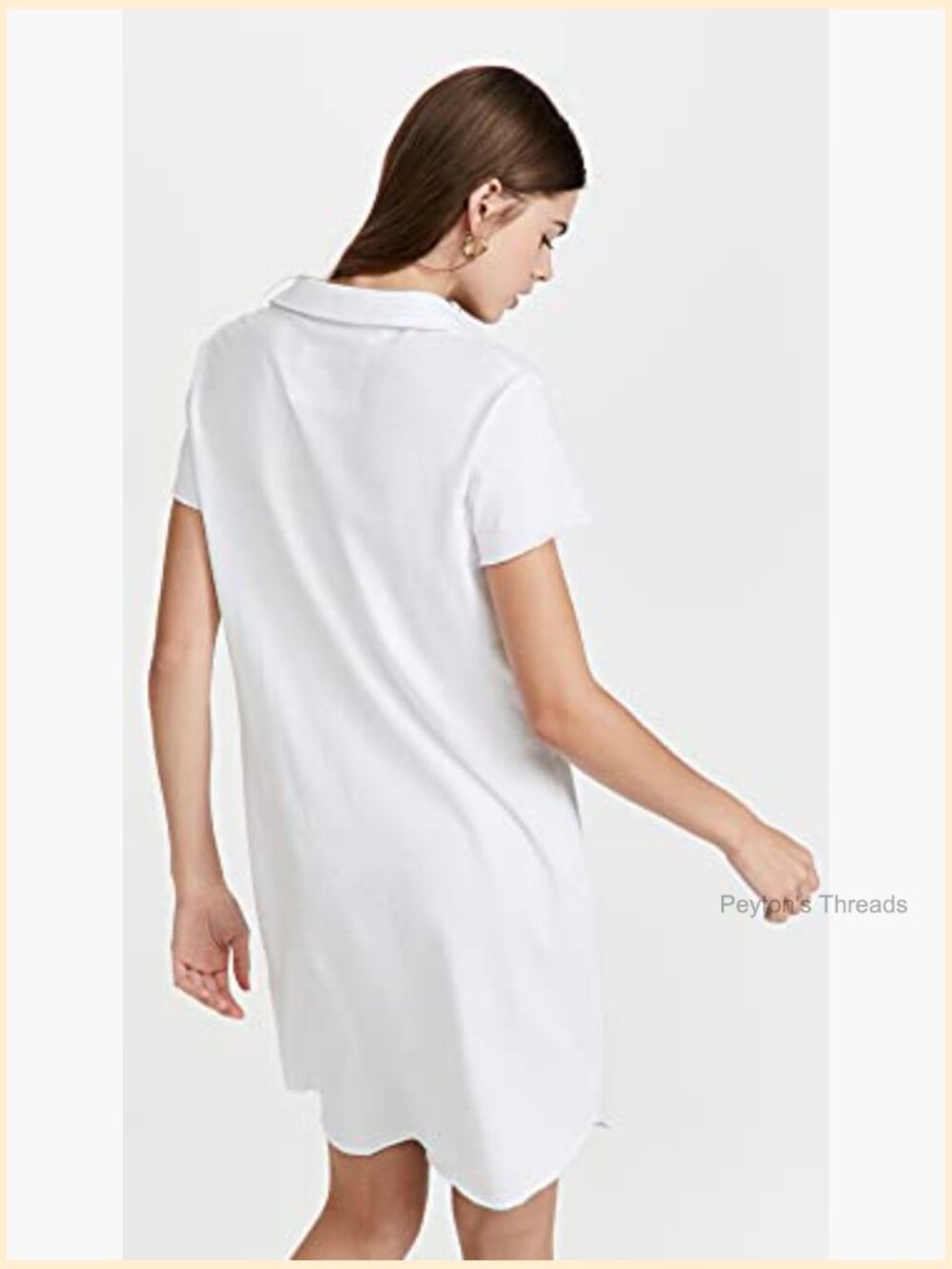Short Sleeve Johnny Collar Polo Dress Sheath Silhouette Pullover - Picture 3 of 6